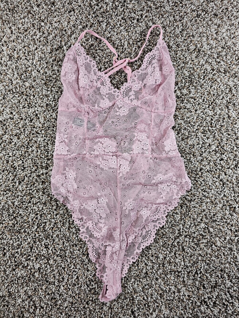 Vintage Escante Collection Womens Sz L Bodysuit Light Purple Lace Sexy Lingerie